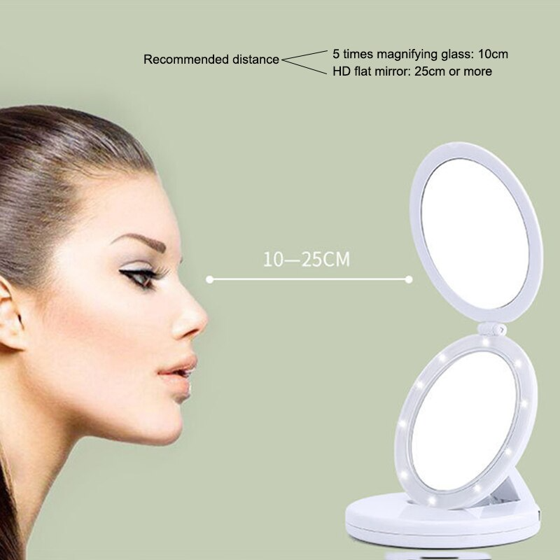 Miroir de maquillage éclairé pliable